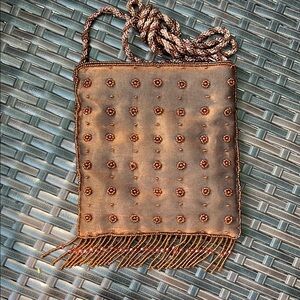 Elegant Beaded Brown Bag